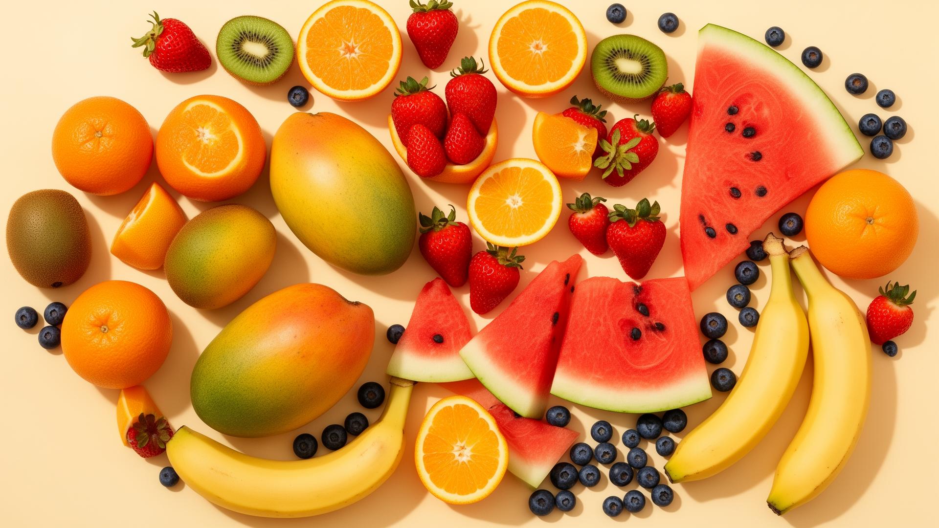 Fresh imported fruits beautifully arranged